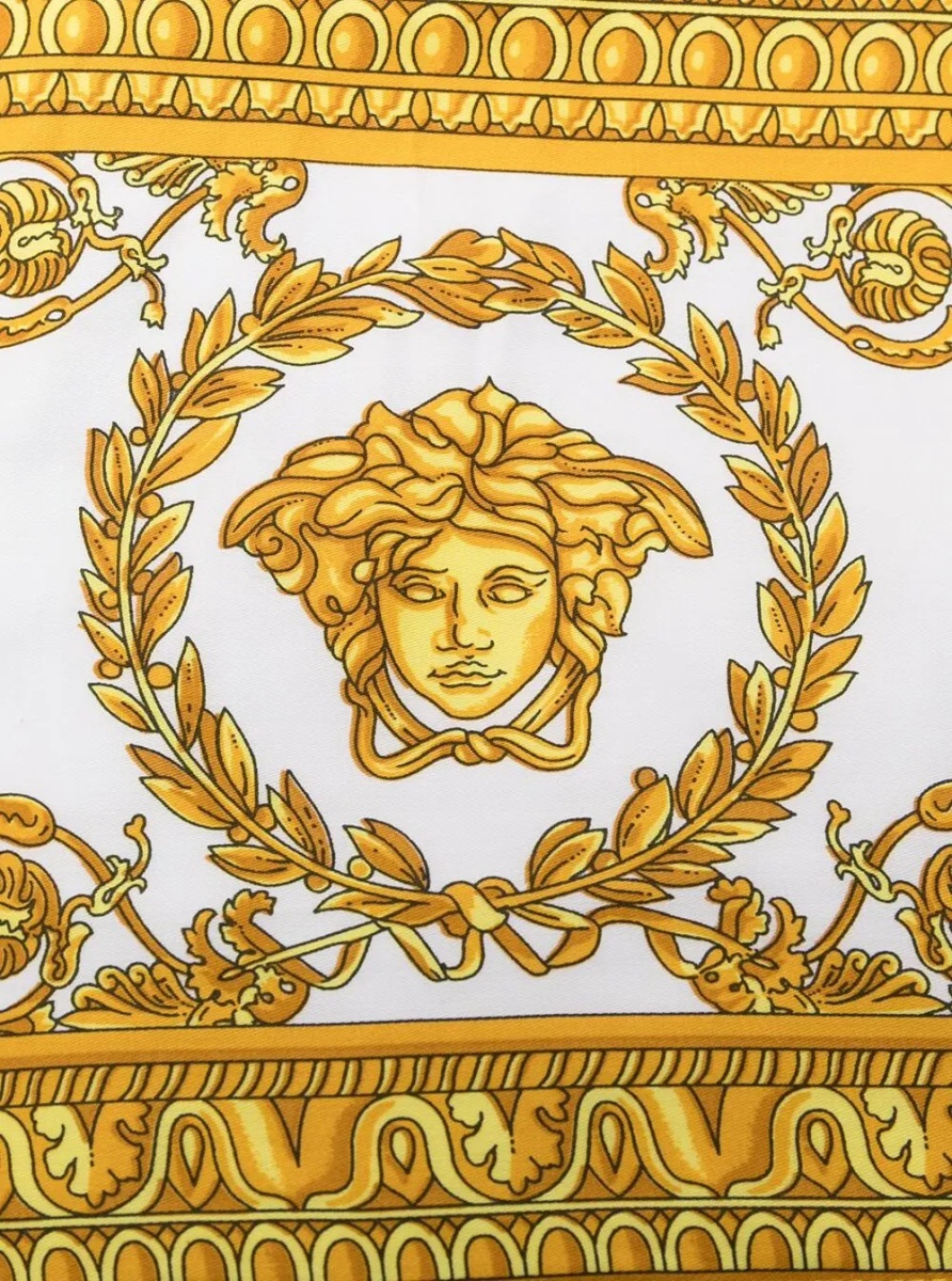 Prosoape Towel with Baroque Print Profiles in White Cotton Unisex - Img 3
