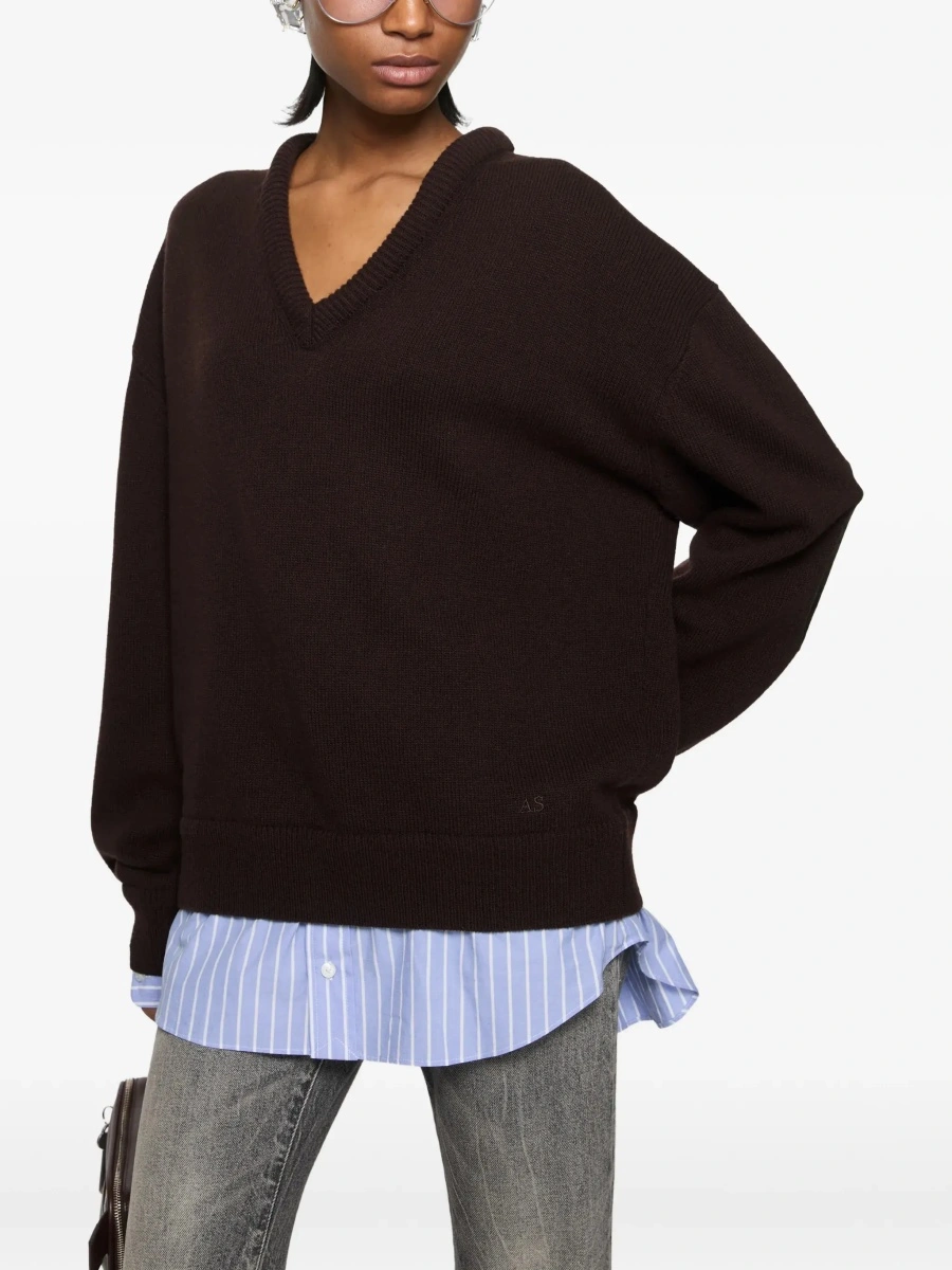 Pulover Acne Studios maro din lana si bumbac - Img 6