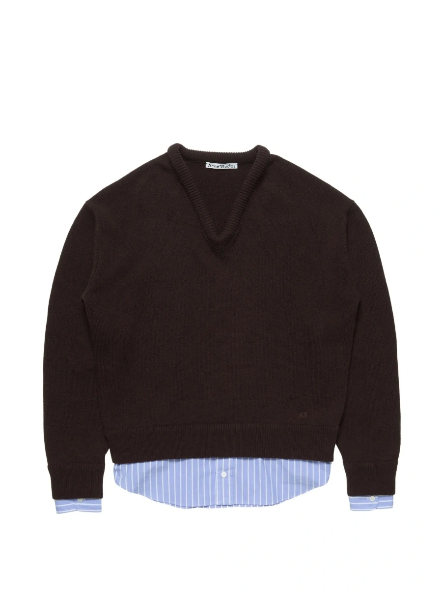 Pulover Acne Studios maro din lana si bumbac - Img 8