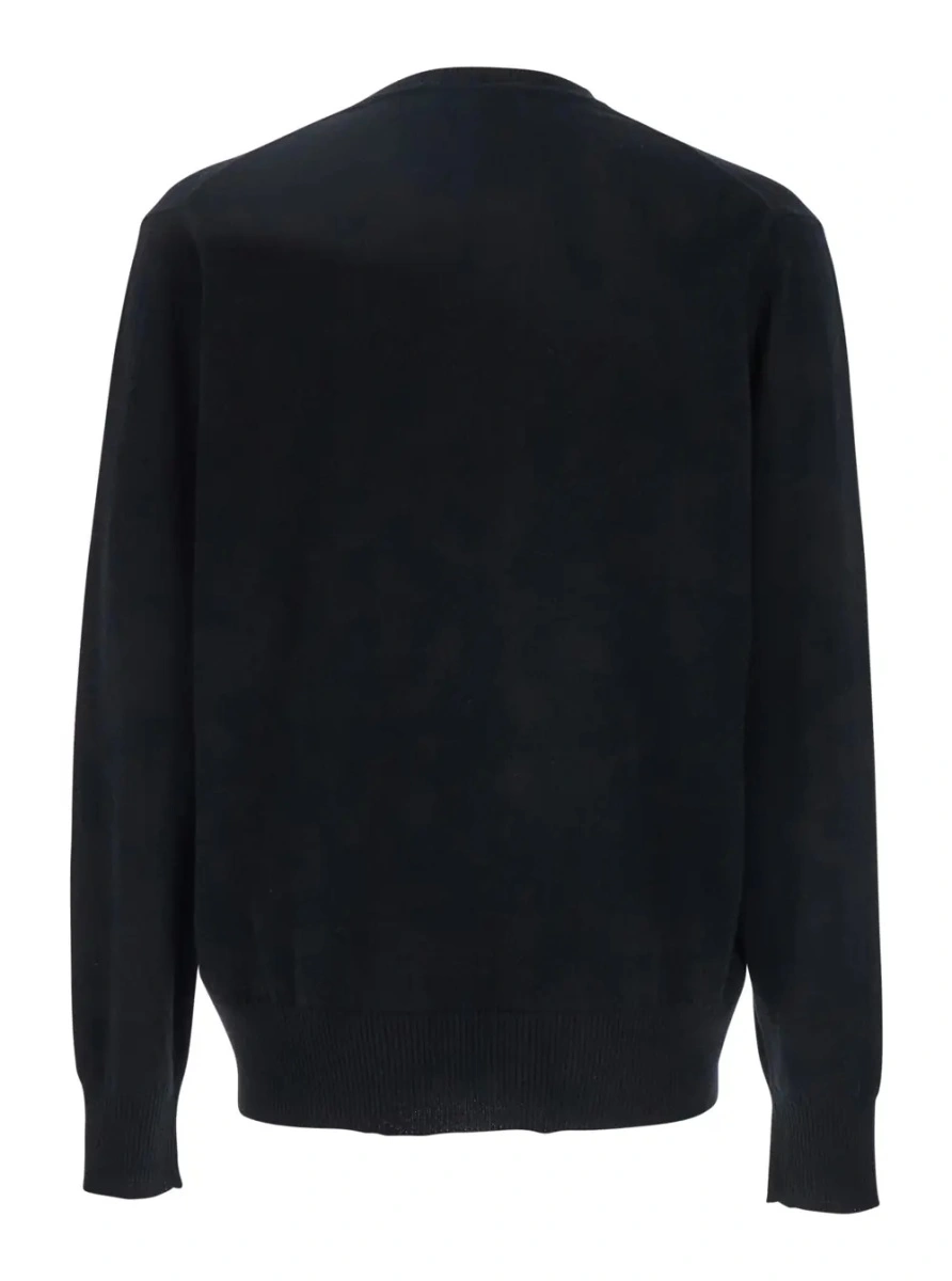 Pulover 'Alex' Black Crewneck Sweater with Orb Logo Detail on the Front in Wool and Cashmere Man - Img 2