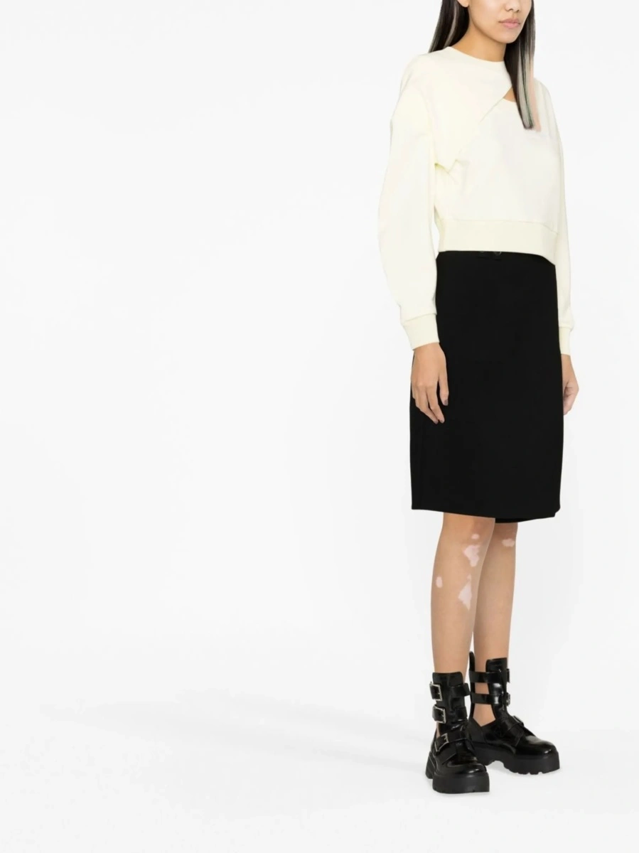 Pulover Alexander McQueen galben din vascoza si bumbac - Img 3