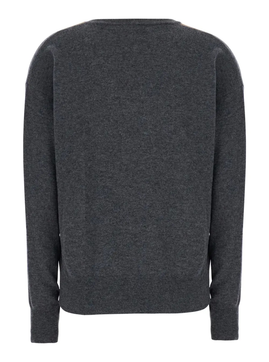 Pulover Argyle Pattern Sweater with V-Neck in Gray - Img 2