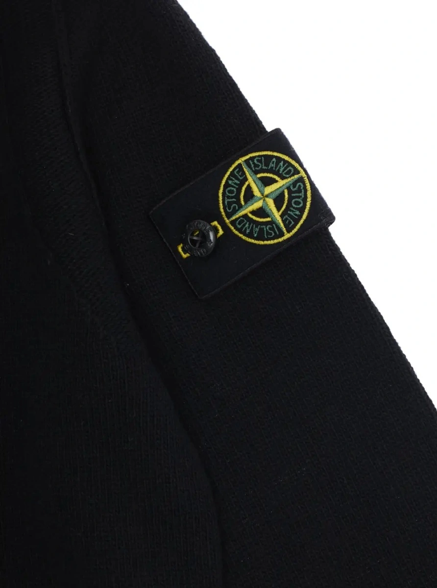 Pulover Black Crew neck sweater with logo patch on the sleeve in wool Boy - Img 3