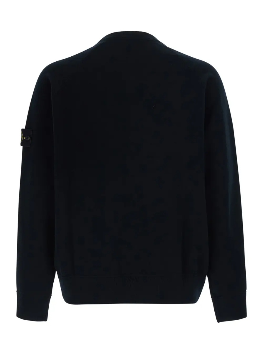 Pulover black crew neck sweater with logo patch on the sleeve in wool Blend men - Img 2