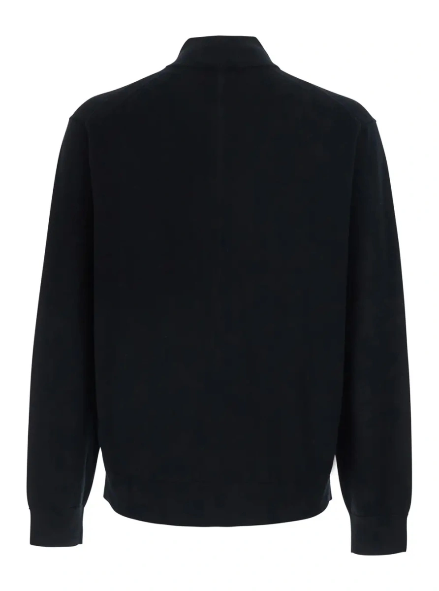 Pulover Black Sweater with half zip closure and high collar in wool for men - Img 2