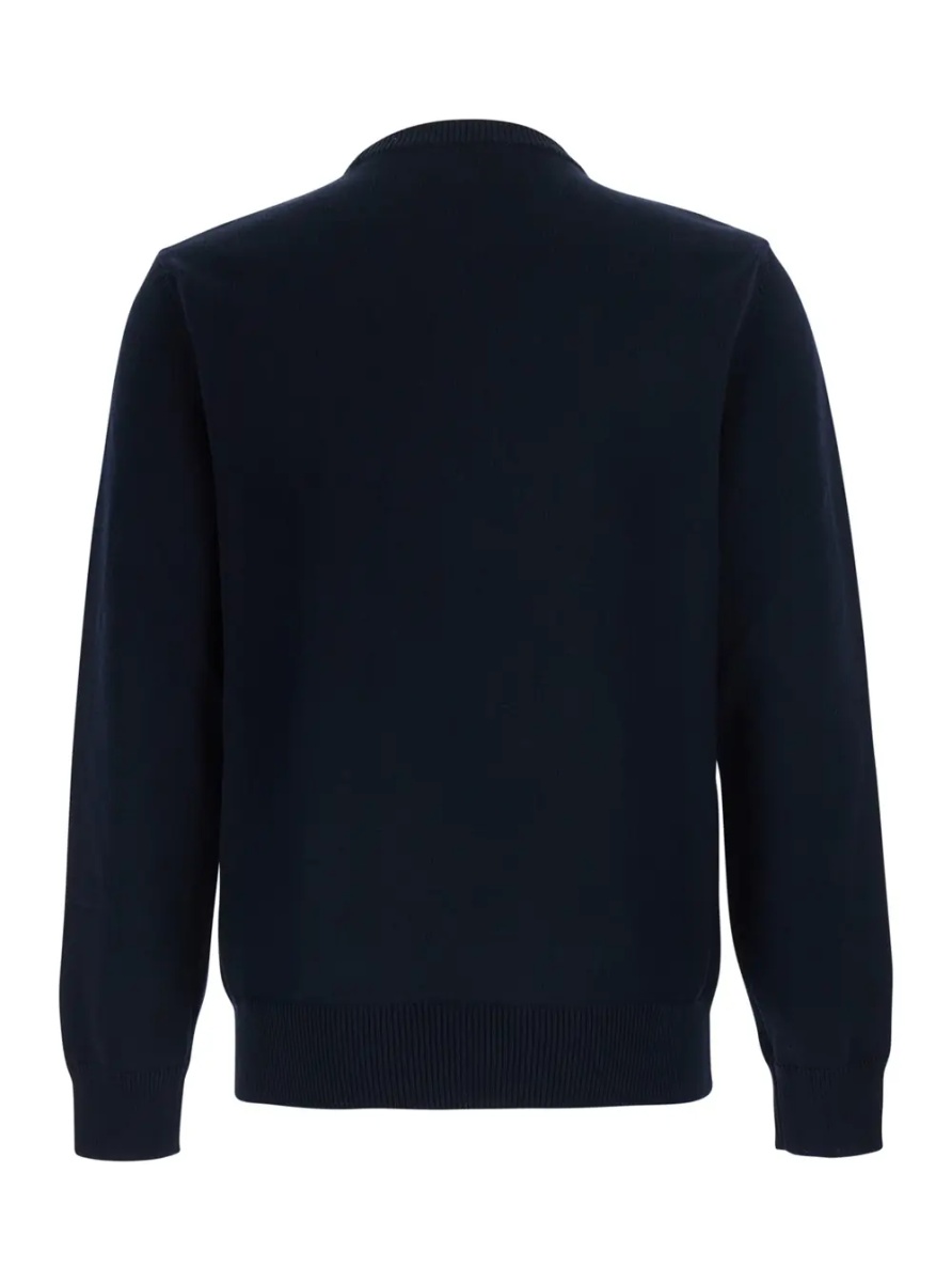 Pulover Blue Crew Neck Sweater with Knit Design in Cotton for Men - Img 2
