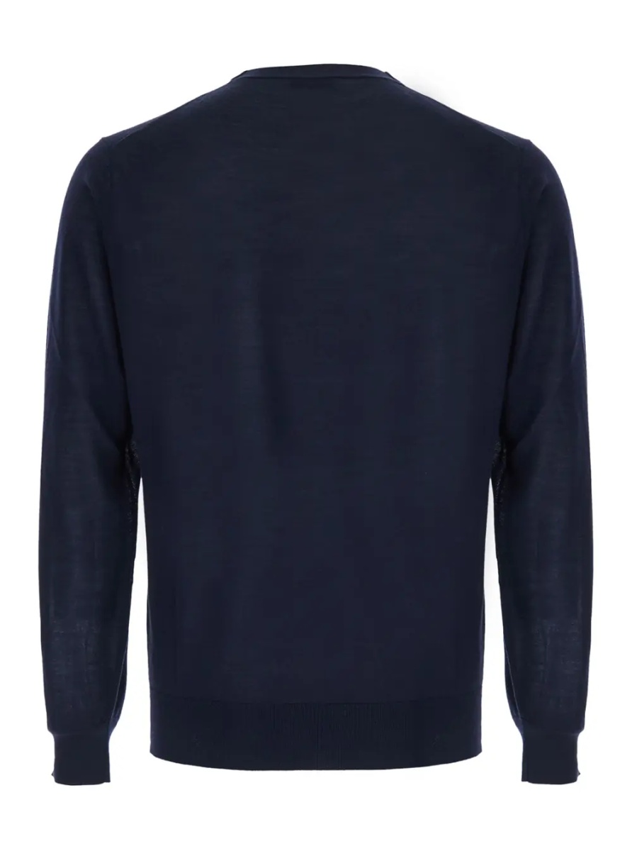 Pulover blue Crewneck sweater in wool for men - Img 2