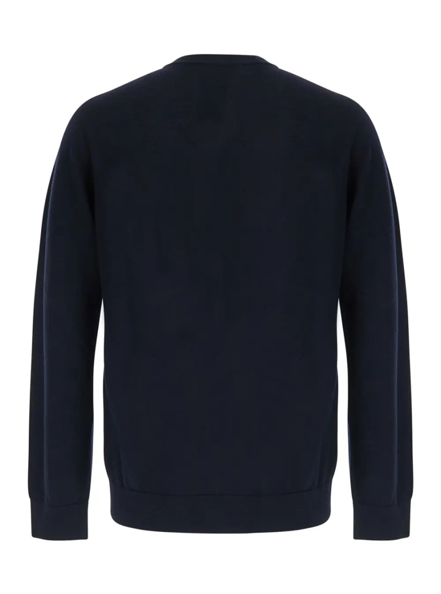 Pulover Blue Crewneck sweater with logo embroidery on the front in wool for men - Img 2