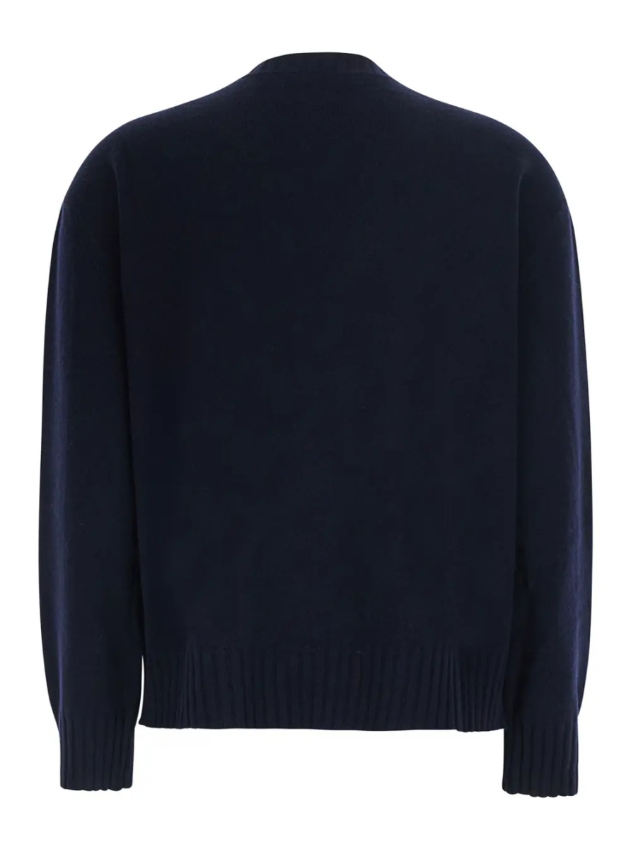 Pulover blue sweater with round neck and rhinestone details in wool and silk Blend women - Img 2