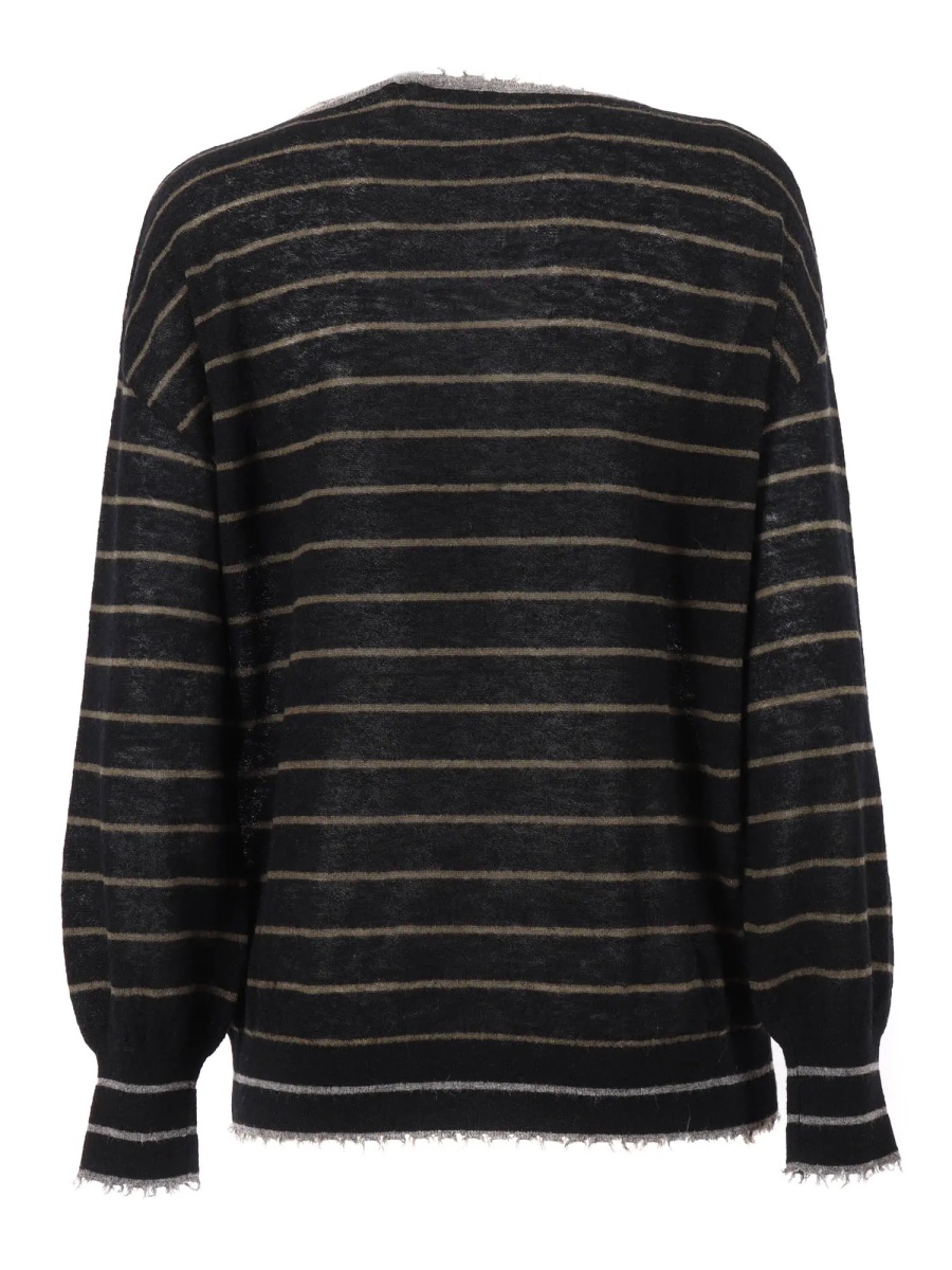 Pulover BOAT NECK SWEATER WITH FRINGED DETAILS - Img 2