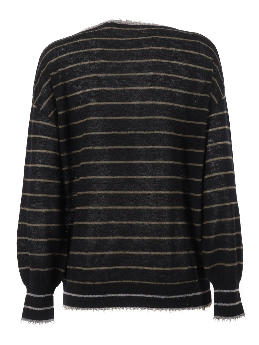Pulover BOAT NECK SWEATER WITH FRINGED DETAILS - Img 2
