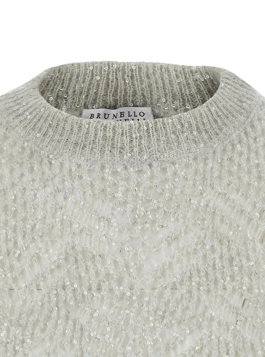 Pulover Brunello Cucinelli gri din lana - Img 3