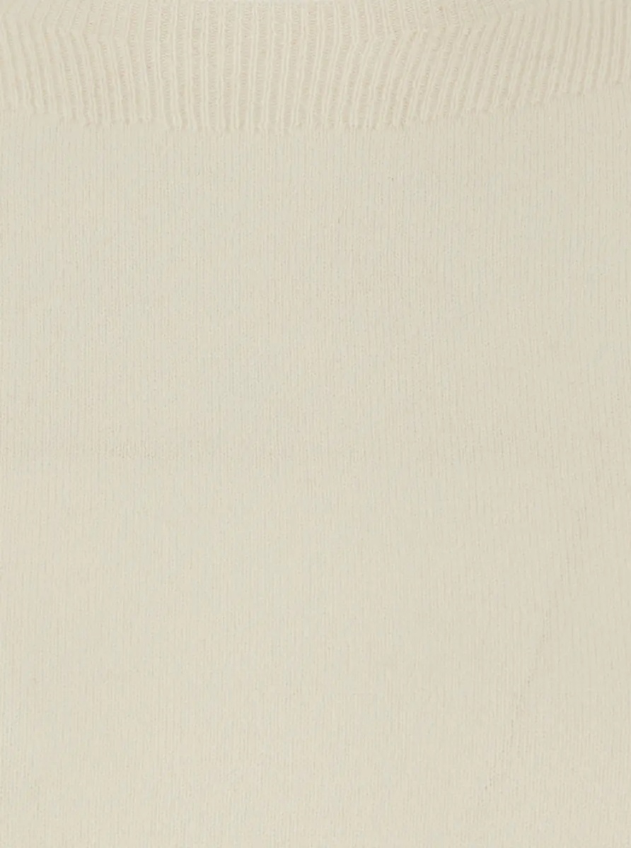 Pulover 'CANDY' White Sweater with round neck and split cuffs in Wool and Cashmere for Women - Img 3