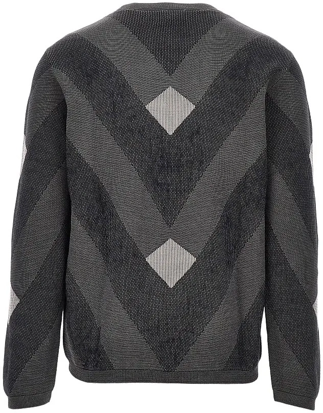 Pulover Emporio Armani gri din bumbac si jacquard - Img 3