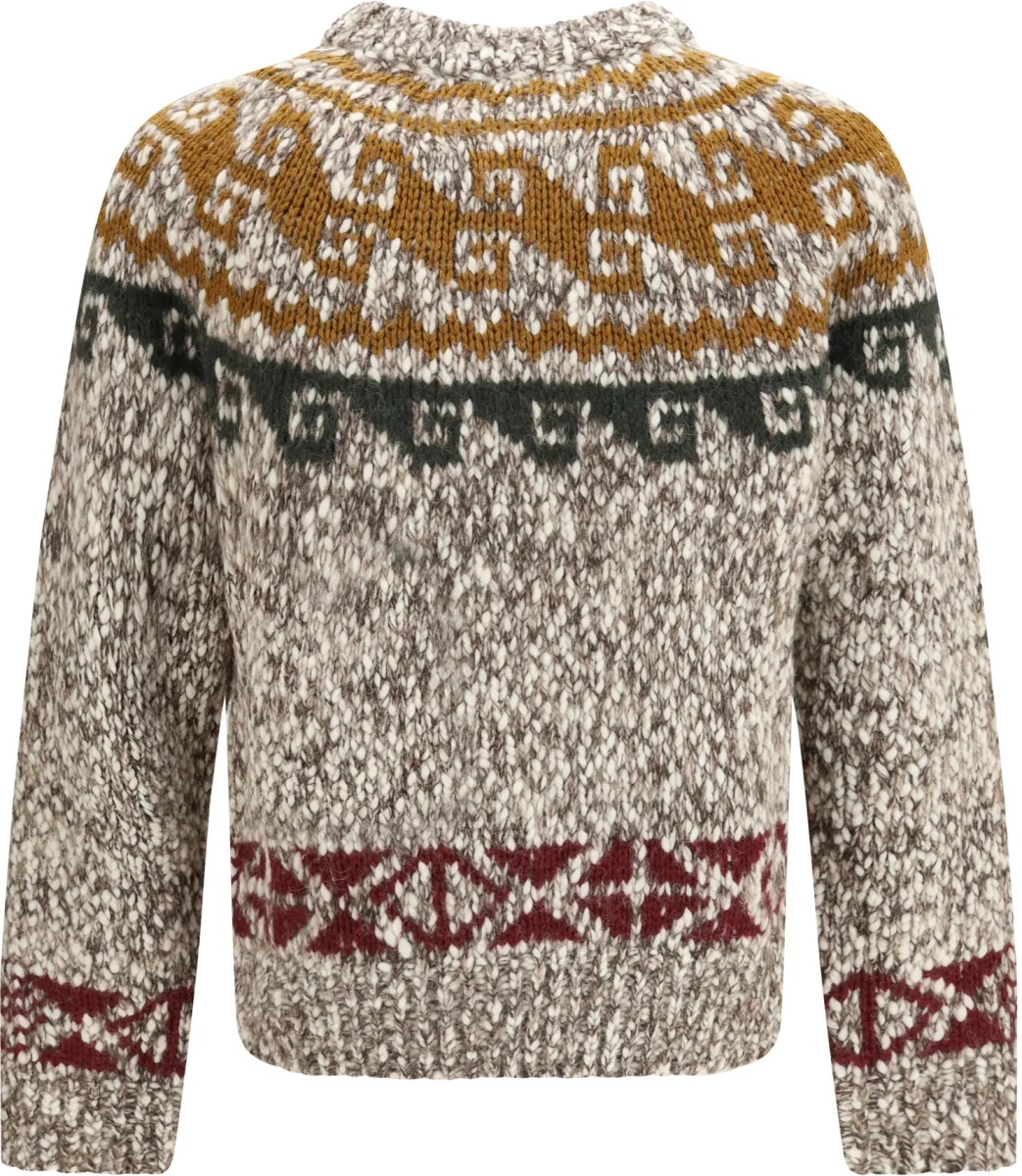 Pulover Geometric Jacquard Wool and Alpaca-Blend Sweater - Img 2