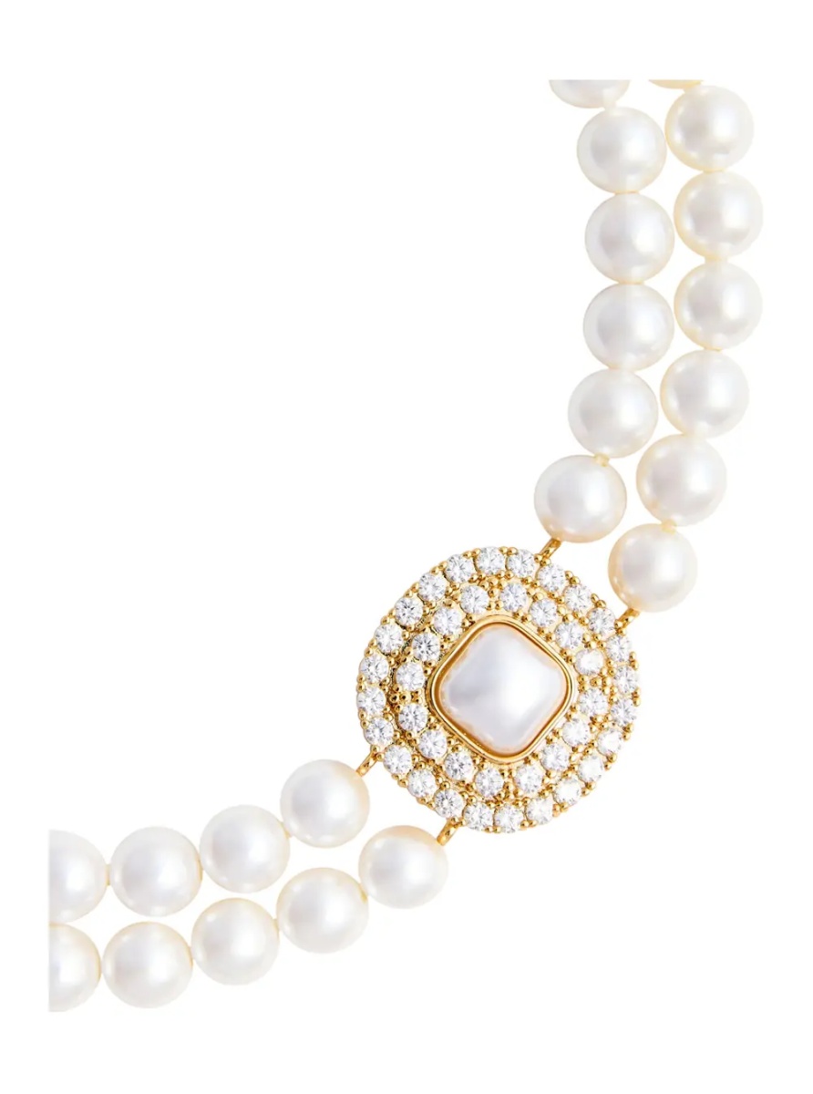 Pulover Gold-colored Choker Necklace with Pearls and Lobster Clasp in Metal for Women - Img 2