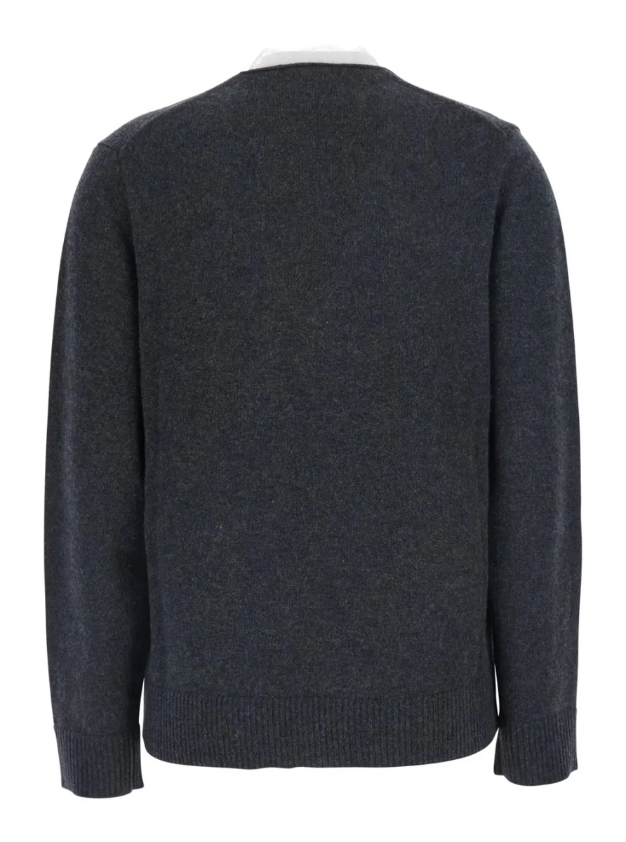 Pulover 'Leyla' Grey Sweater with V-neck and lace details in cashmere for women - Img 2