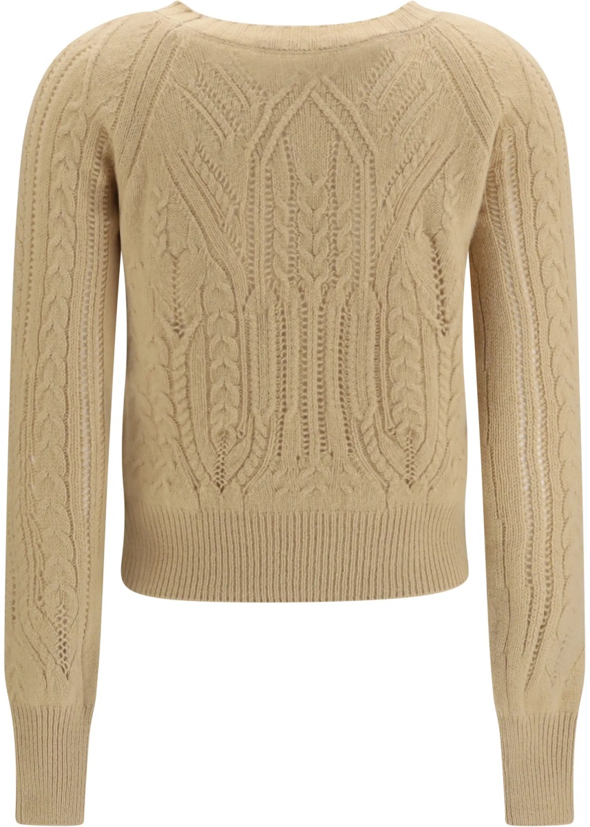 Pulover Long sleeve cable knit and openwork cashmere Sweater - Img 2