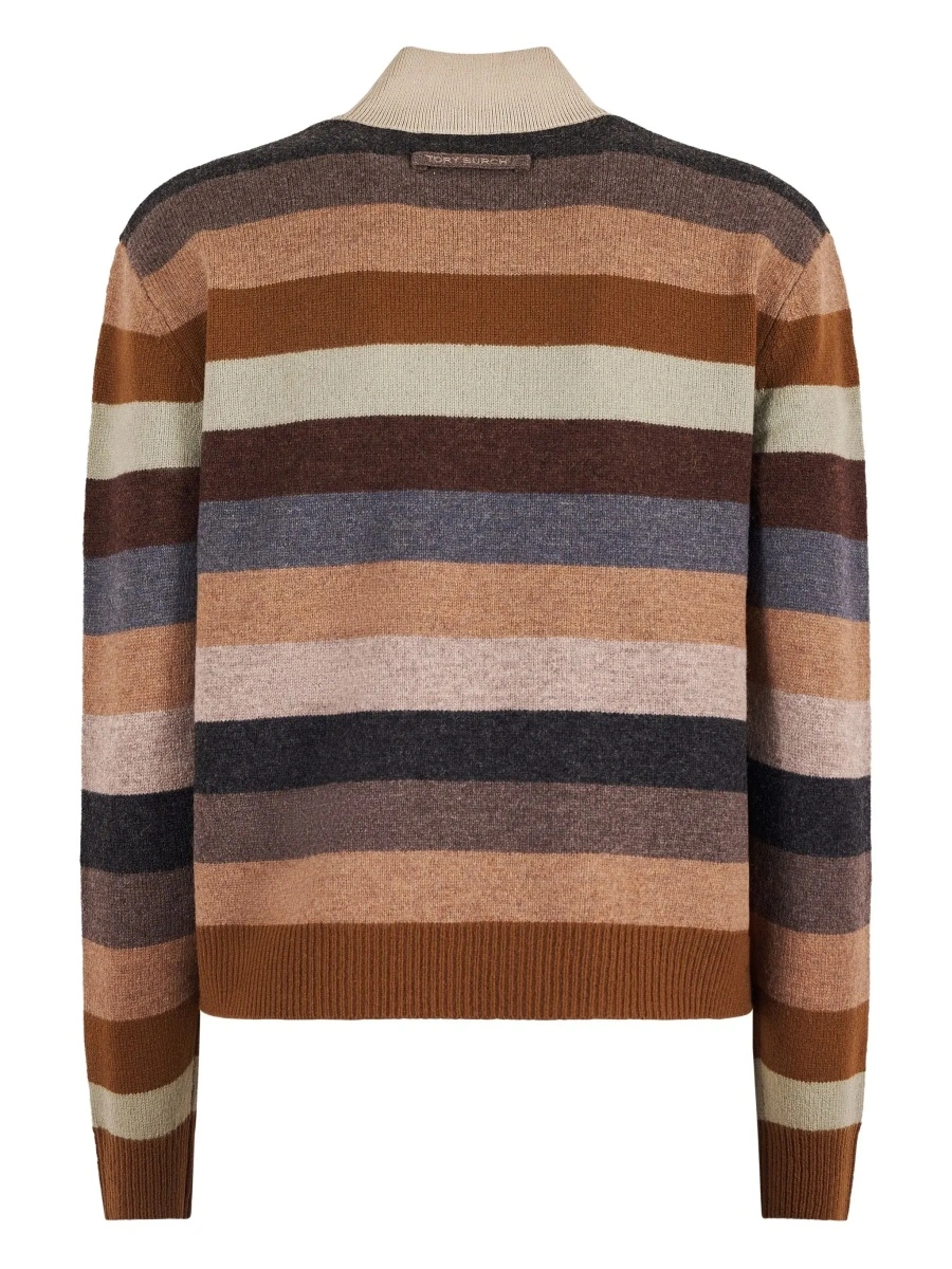 Pulover Multicolor Sweater with Striped Design and Back Logo Patch in Wool Woman - Img 3