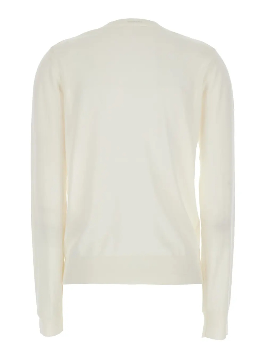 Pulover P.A.R.O.S.H. Long Sleeve V-Neck Sweater in White Wool and Silk Blend for Women - Img 2