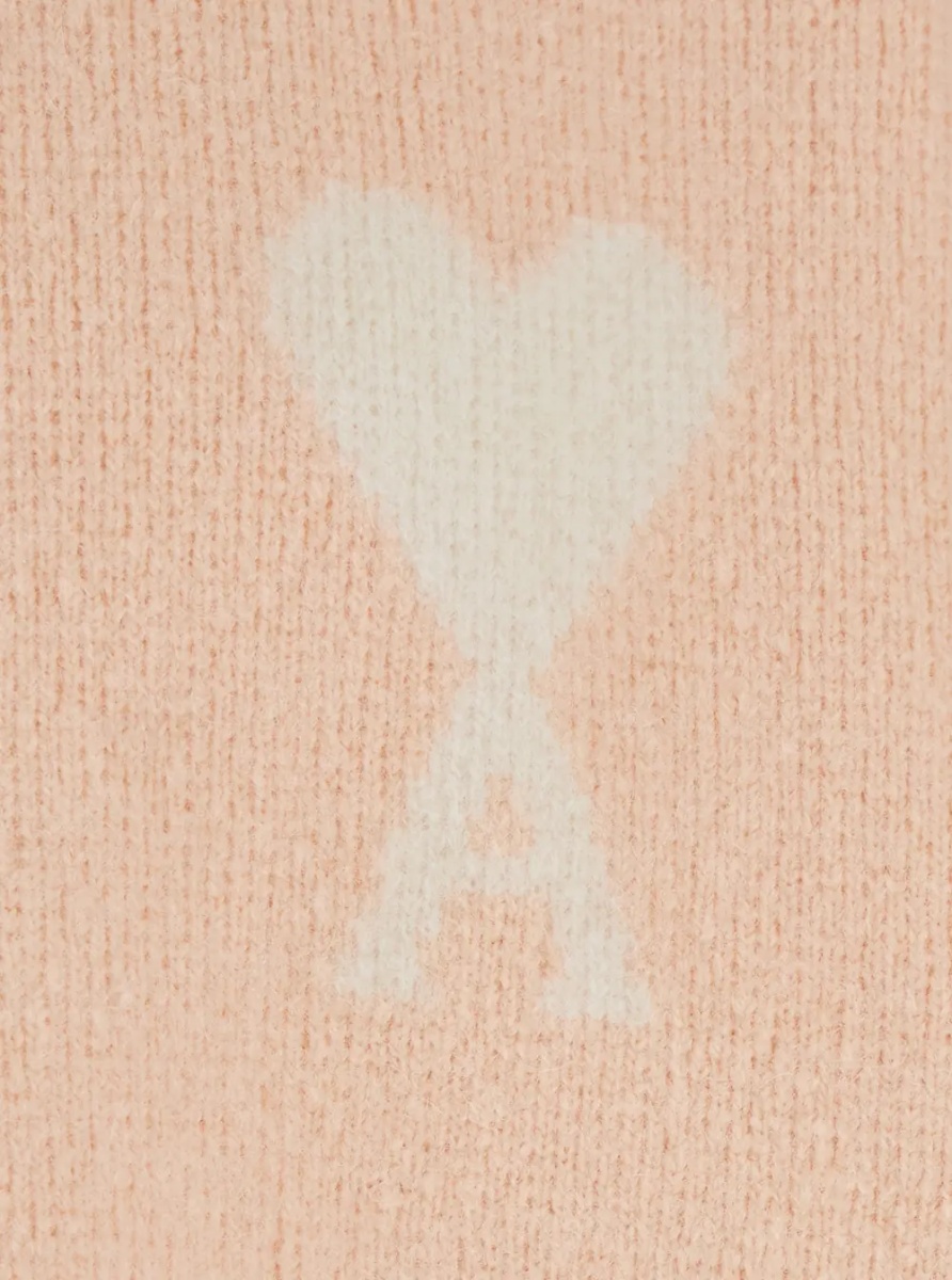 Pulover Pink Crewneck Sweater with ADC Embroidery on the Front and Dropped Shoulders in Wool Blend Woman - Img 3