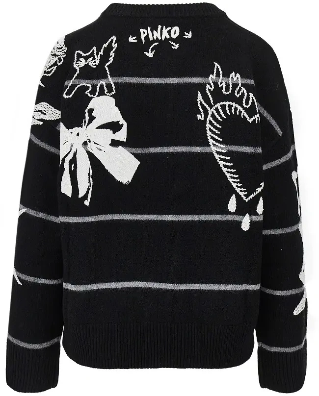 Pulover Pinko negru din lana 'Quiet Is The New Punk' - Img 3