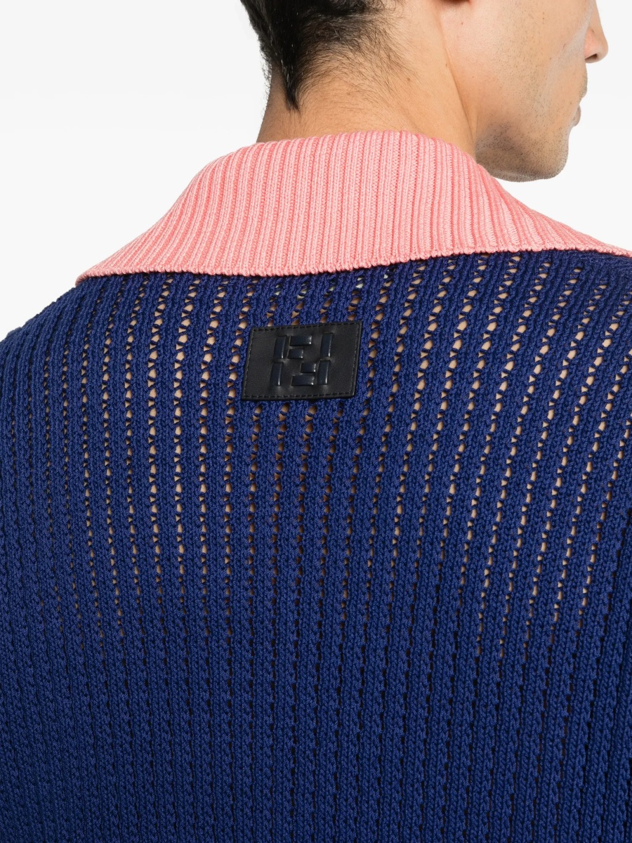 Pulover Ribbed V-neck Sweater with FF motif - Img 7