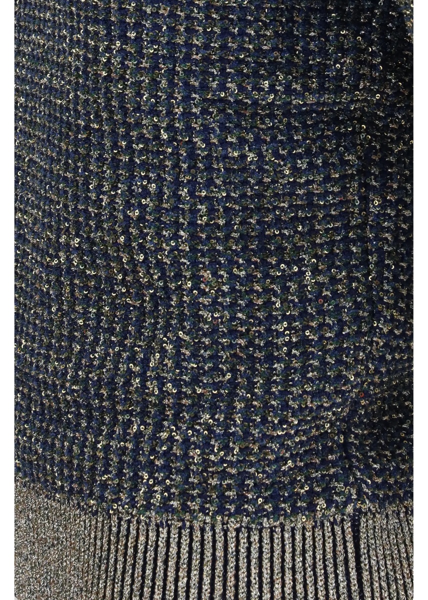 Pulover Short-sleeve sequined Sweater with buttons - Img 3