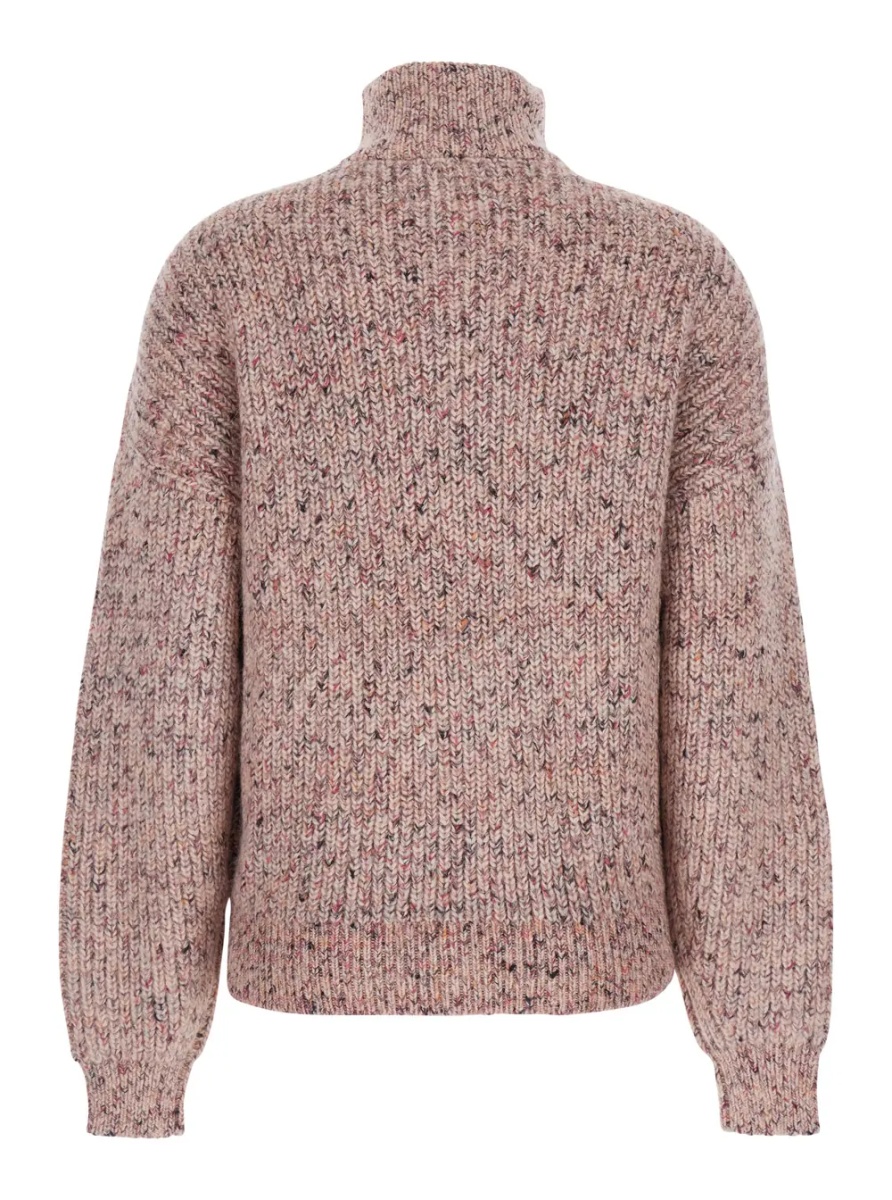 Pulover Sweater ANITA-GC with V-neck, long sleeves, wool fabric and pink, women - Img 2