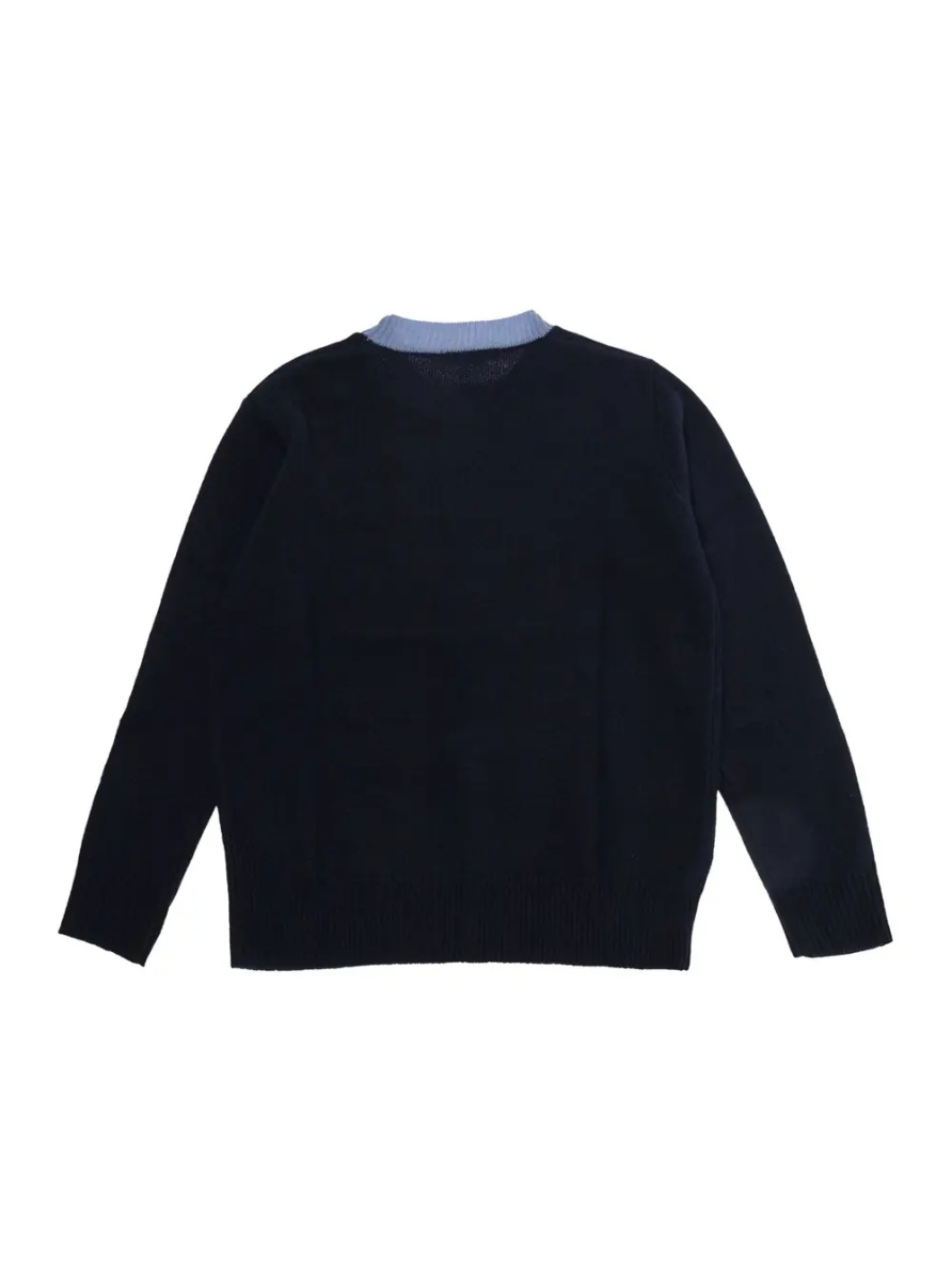 Pulover Sweater M01214M00MLMK33U0M862 with V-neck and long sleeves in wool and cashmere blue for boy - Img 2