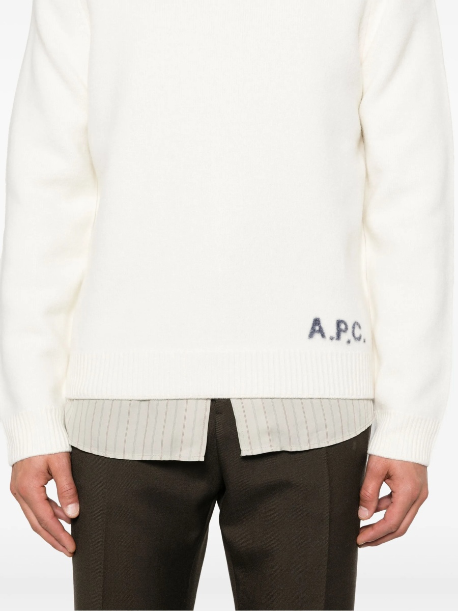 Pulover tricotat A.P.C. alb - Img 5