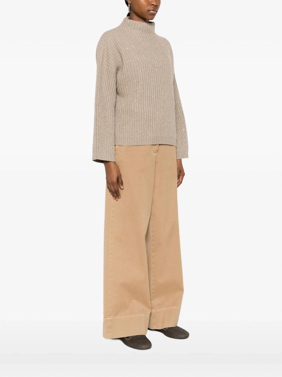 Pulover tricotat Brunello Cucinelli neutru - Img 3