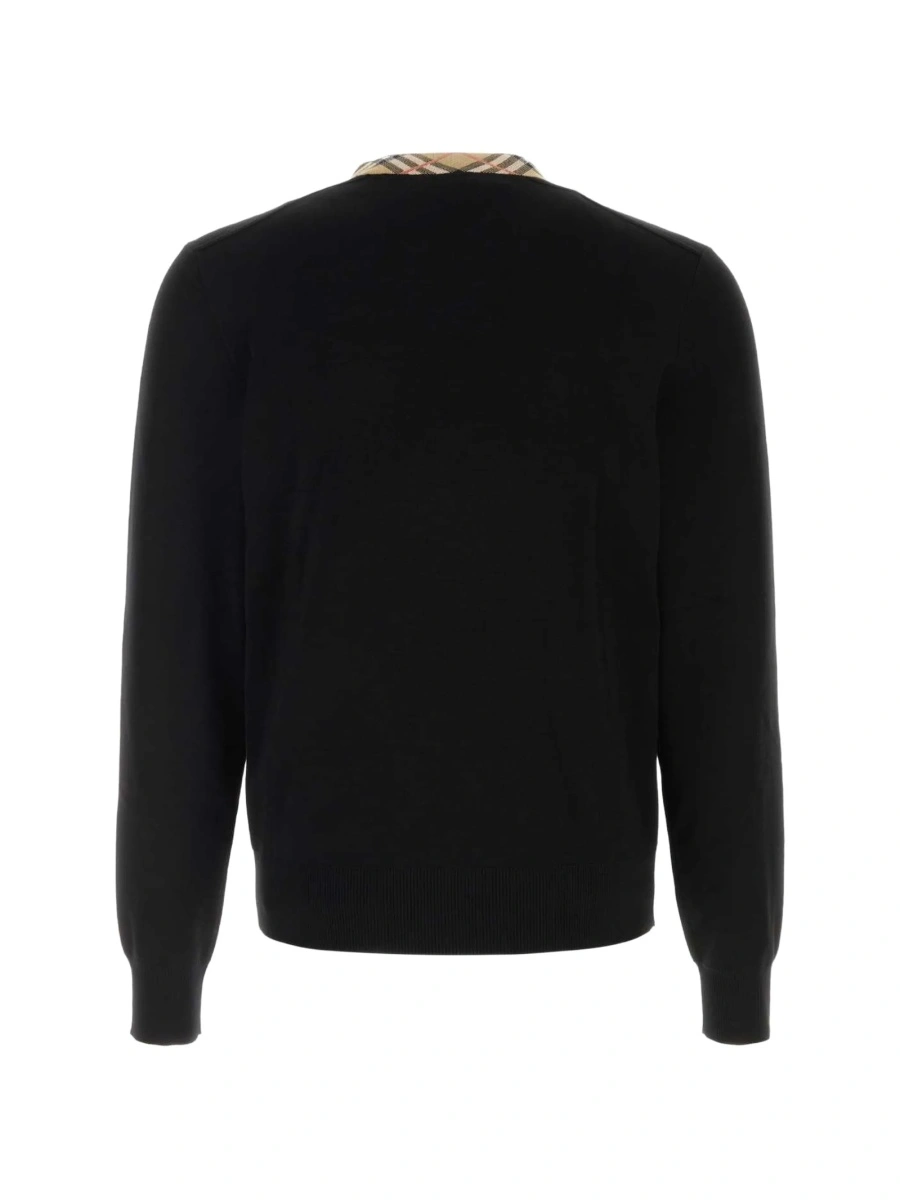 Pulover tricotat Burberry negru din bumbac - Img 2