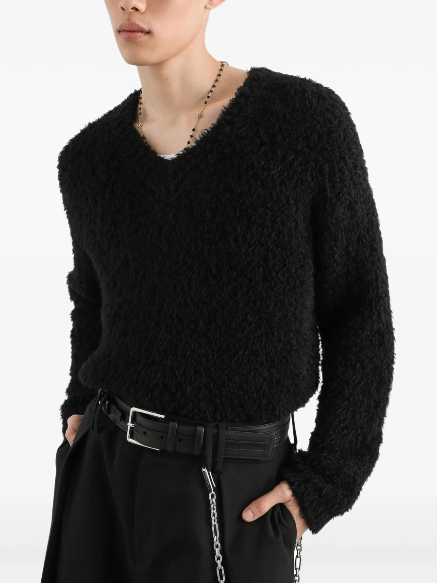 Pulover tricotat Dolce &amp; Gabbana negru din acrilic si alpaca - Img 4