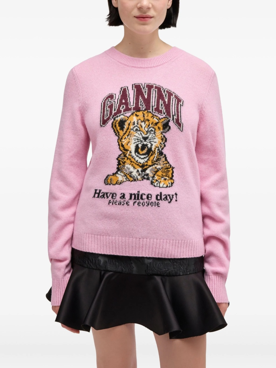 Pulover tricotat Ganni roz - Img 3