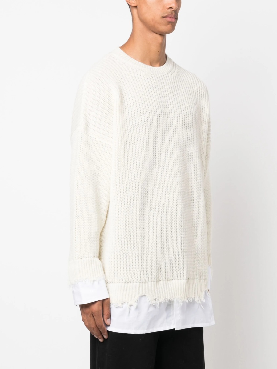 Pulover tricotat MM6 Maison Margiela alb - Img 3