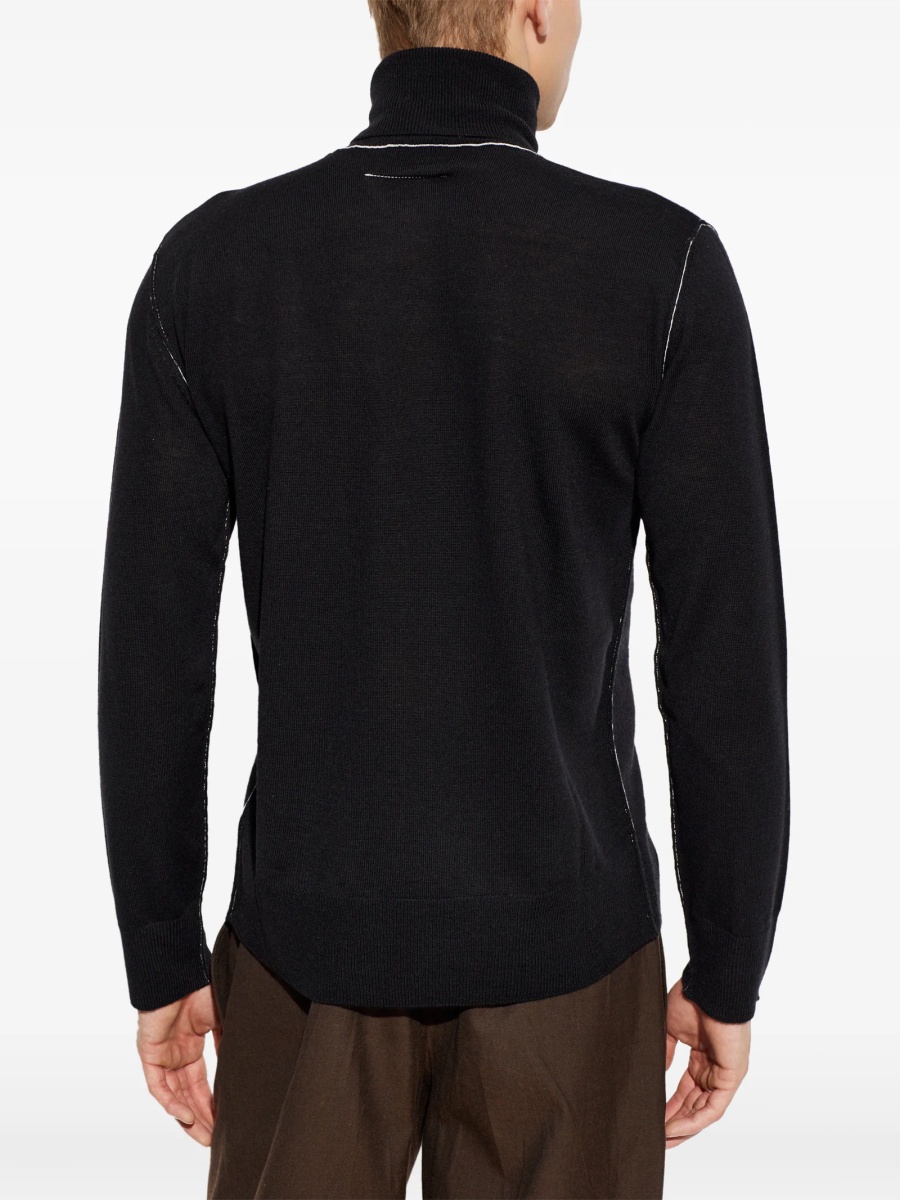 Pulover tricotat MM6 Maison Margiela negru - Img 4