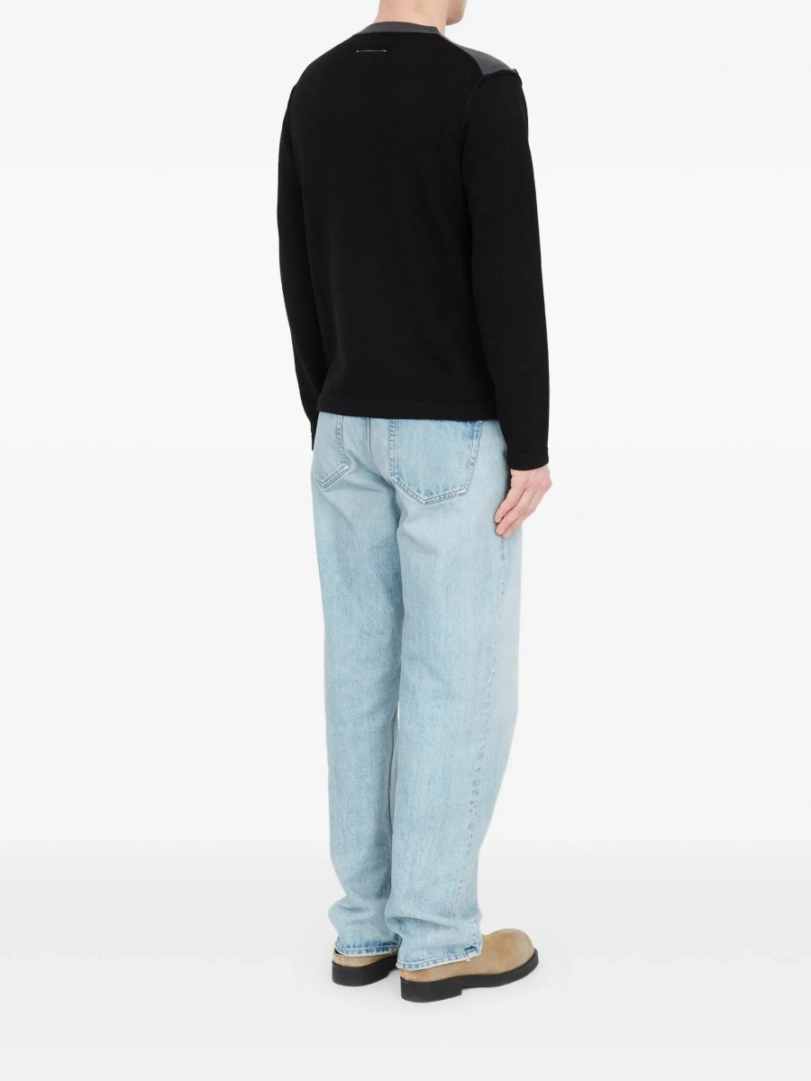 Pulover tricotat MM6 Maison Margiela negru - Img 4