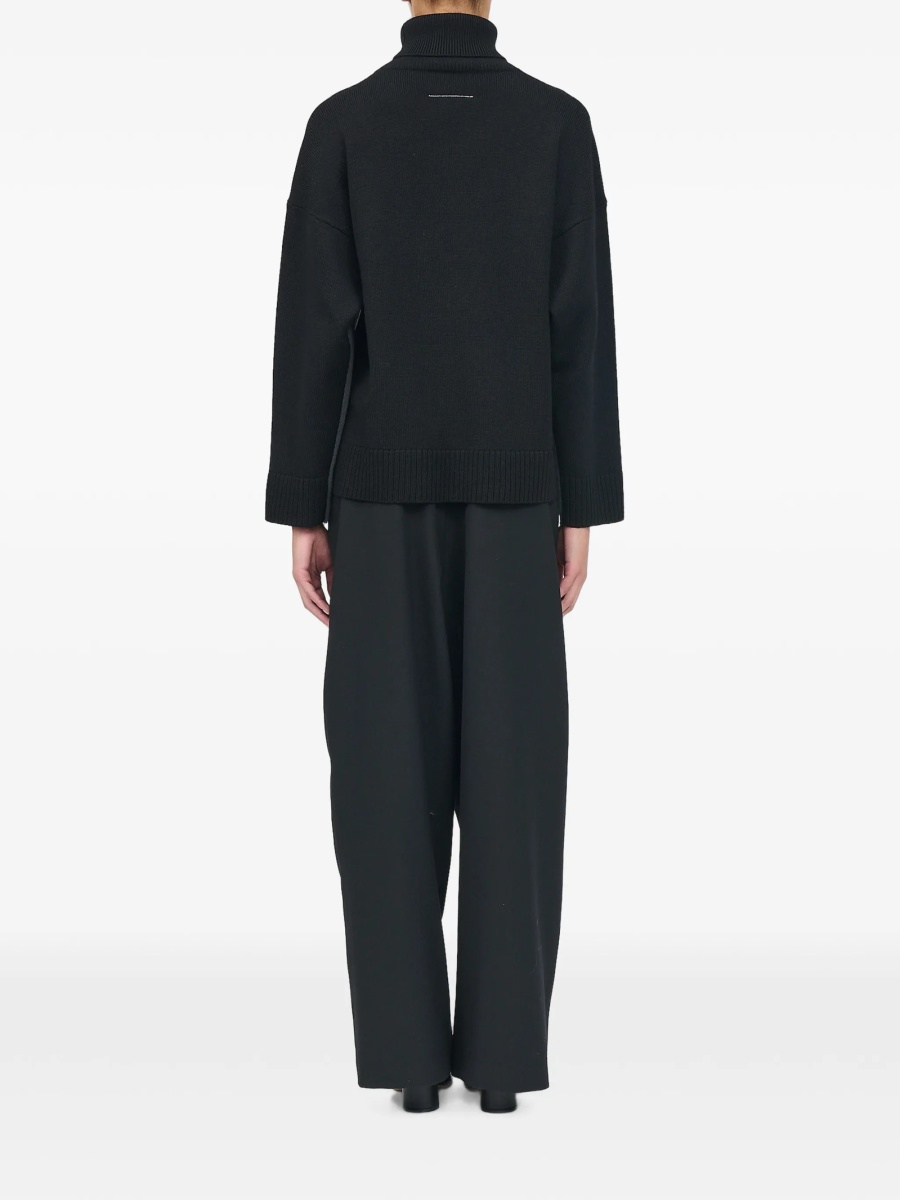Pulover tricotat MM6 Maison Margiela negru - Img 4