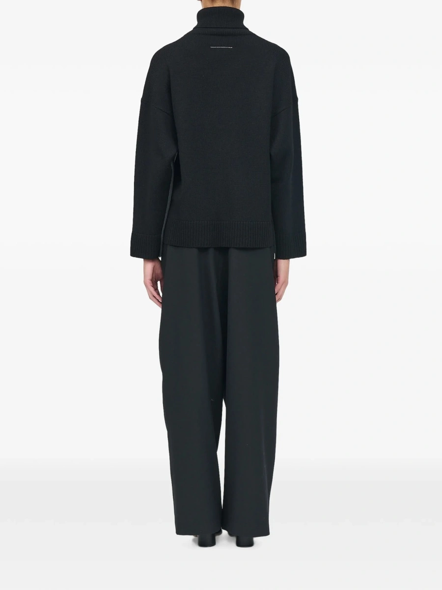 Pulover tricotat MM6 Maison Margiela negru - Img 4