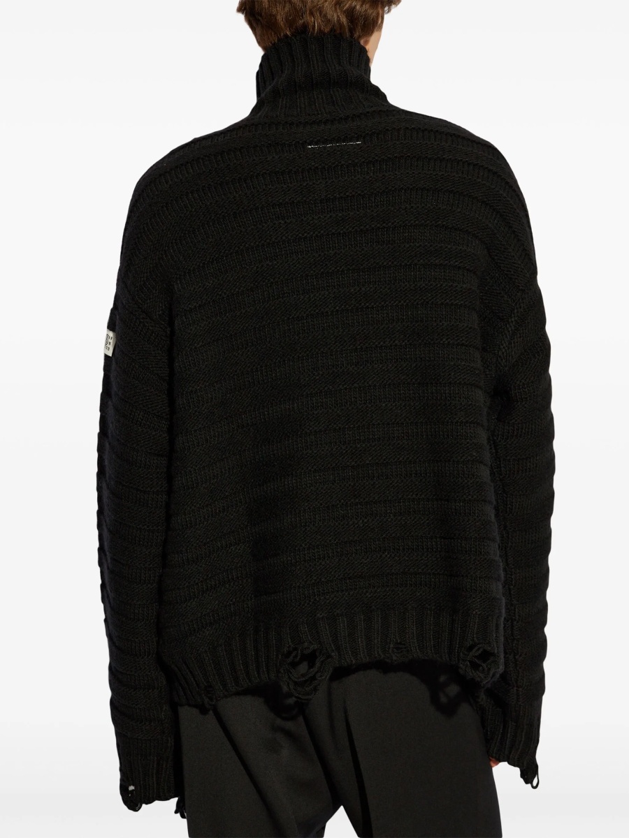 Pulover tricotat MM6 Maison Margiela negru - Img 4