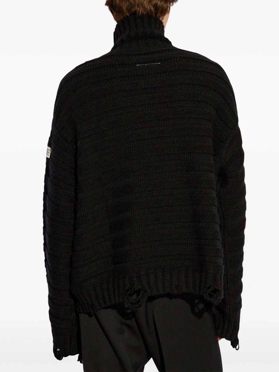 Pulover tricotat MM6 Maison Margiela negru - Img 4
