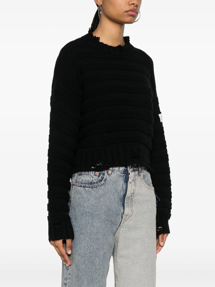 Pulover tricotat MM6 Maison Margiela negru - Img 3
