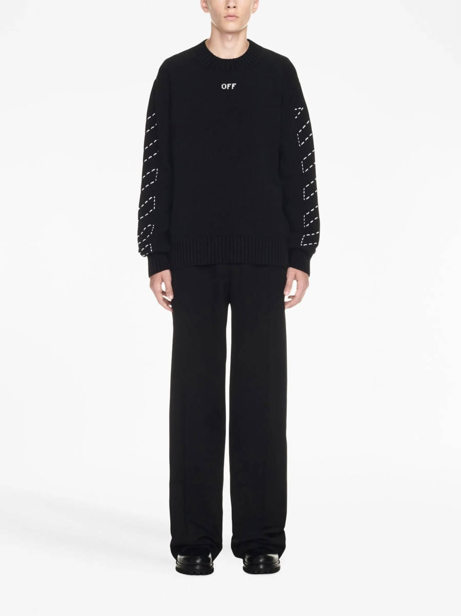Pulover tricotat Off-White negru - Img 2