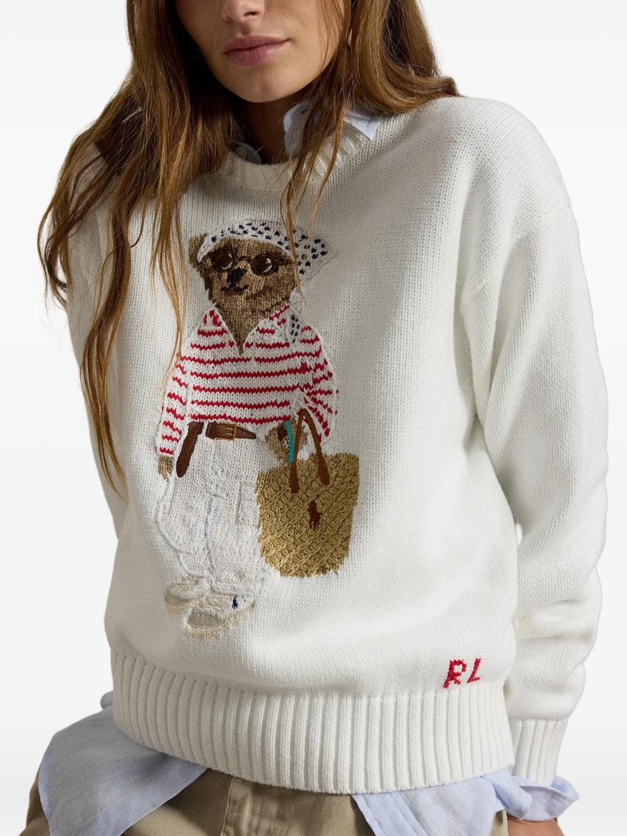 Pulover tricotat Ralph Lauren POLO BEAR alb - Img 4