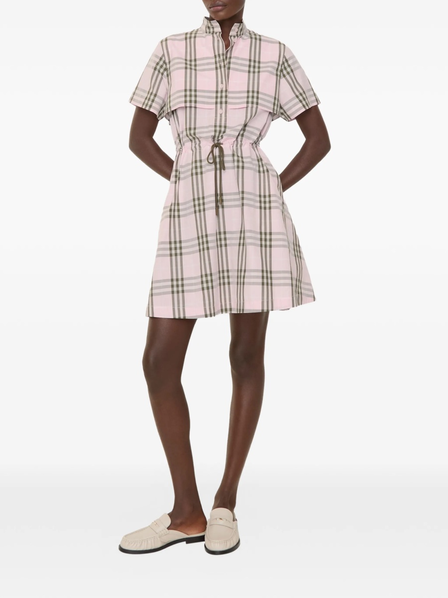 Rochie de zi Burberry roz din bumbac si mother of pearl - Img 2