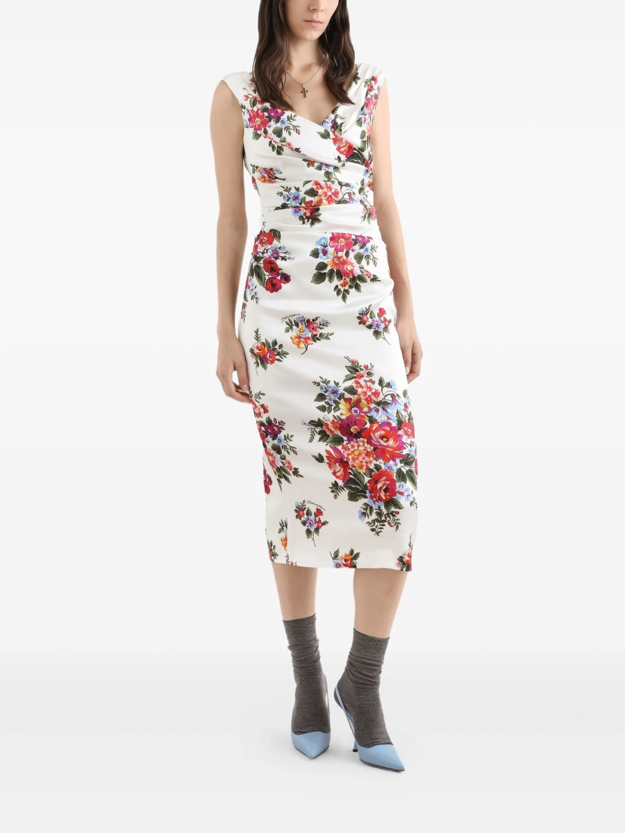 Rochie de zi Dolce &amp; Gabbana alba din elastan si vascoza - Img 2