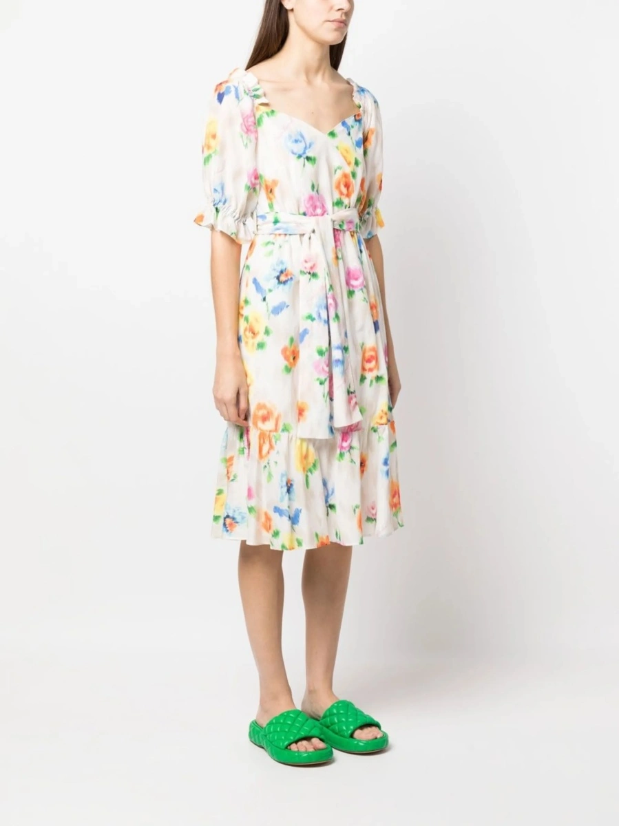 Rochie de zi LOVE Moschino alba din matase si bumbac - Img 3