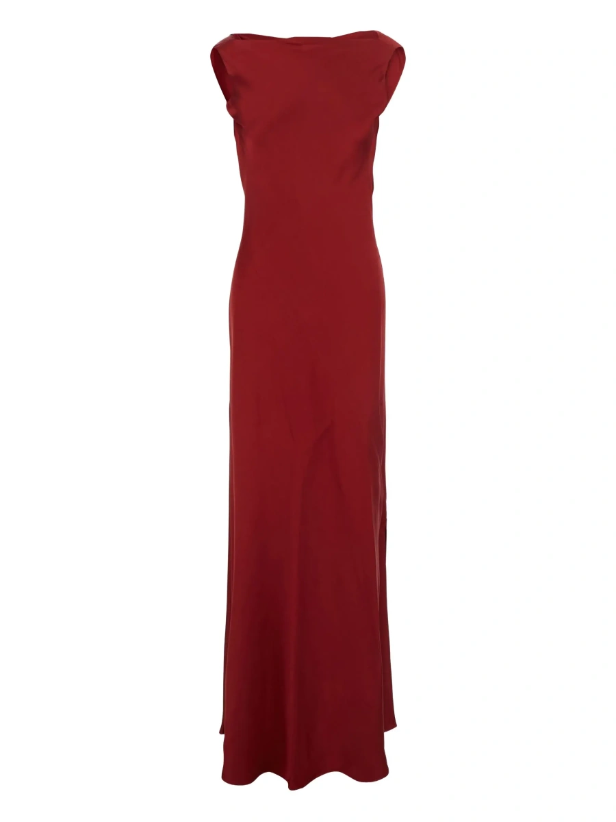 Rochie lunga ANTONELLI rosie din acetat - Img 6