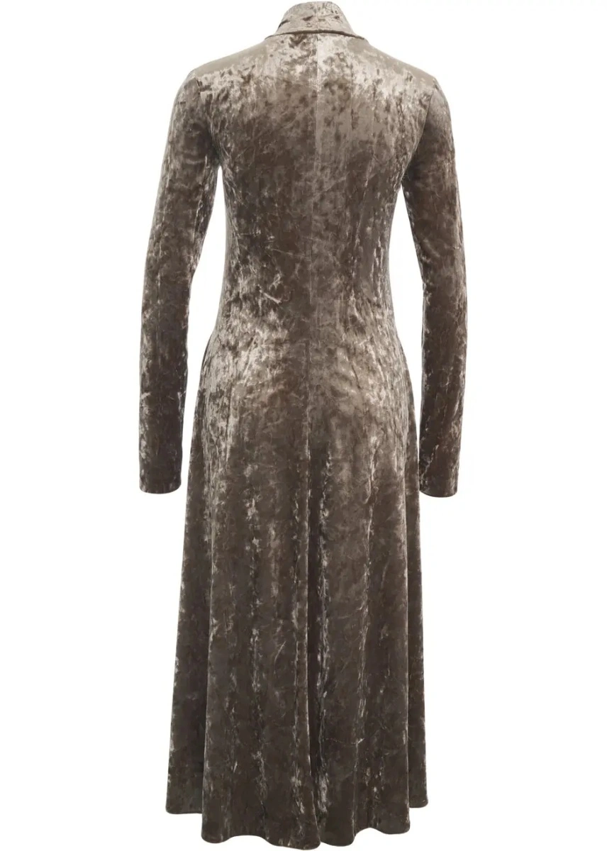 Rochie lunga Jucca maro din catifea - Img 3